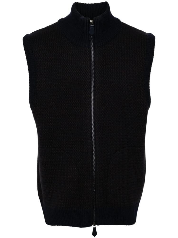 Man On The Boon. zip-up wool vest - Blue Cover