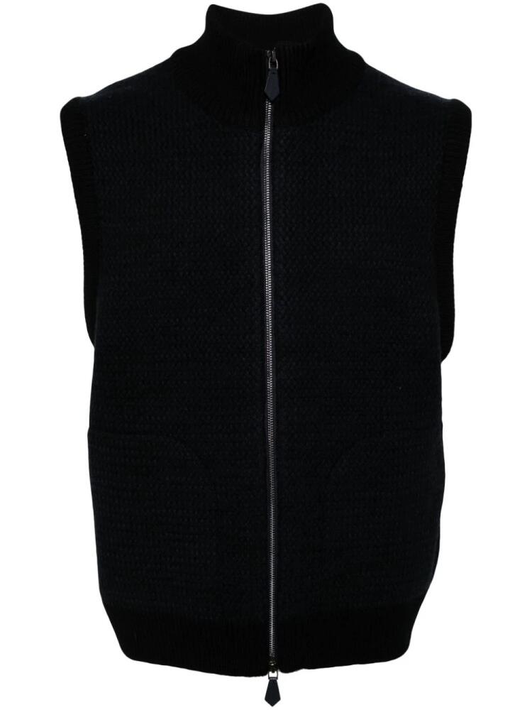 Man On The Boon. zip-up wool vest - Blue Cover