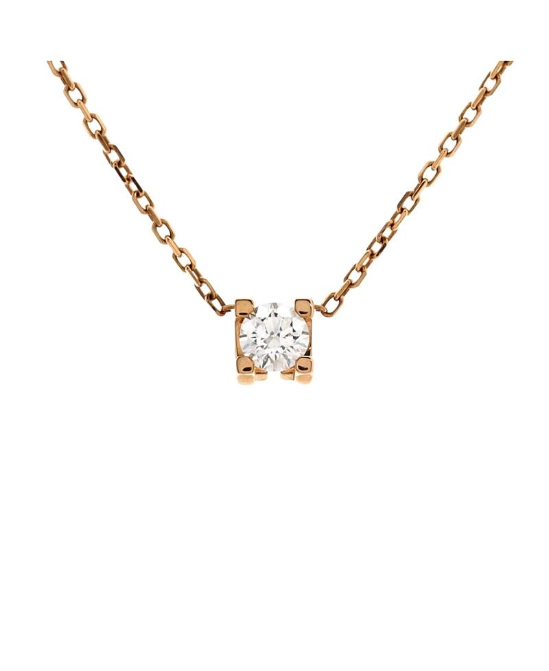 Pre-Owned Cartier 0.10-0.19CT C de Cartier Necklace 18K Rose Gold and Diamond Cover