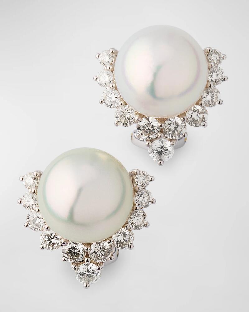 Belpearl 18K White Gold 11.5mm South Sea Pearl and Diamond Earrings Cover