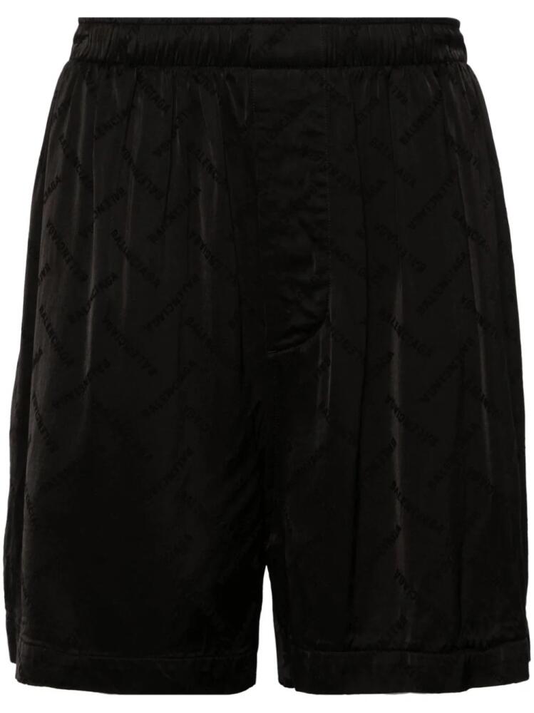 Balenciaga logo-jacquard satin shorts - Black Cover