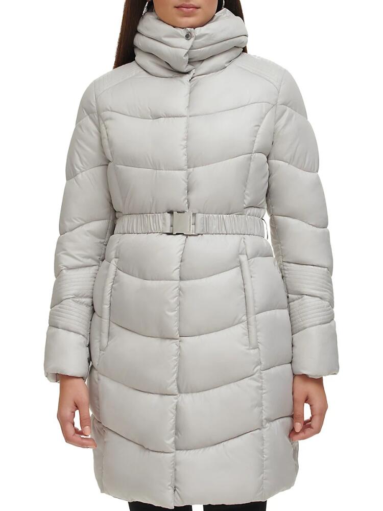 Kenneth Cole Women's Longline Puffer Jacket - Silver Cover