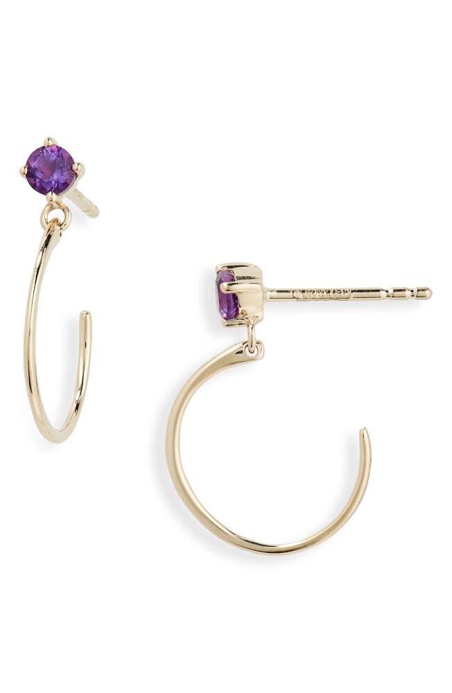 Bony Levy 14K Gold Amethyst Hoop Earrings in Yellow Gold/Amethyst Cover