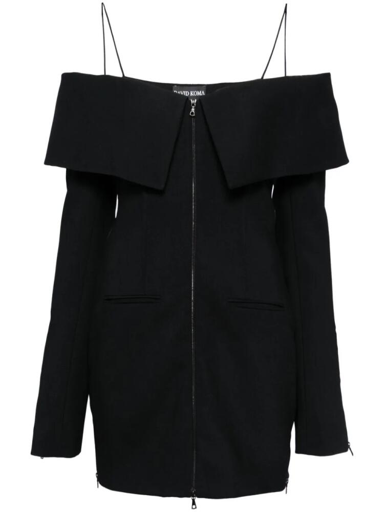 David Koma layered-shoulder tailored mini dress - Black Cover