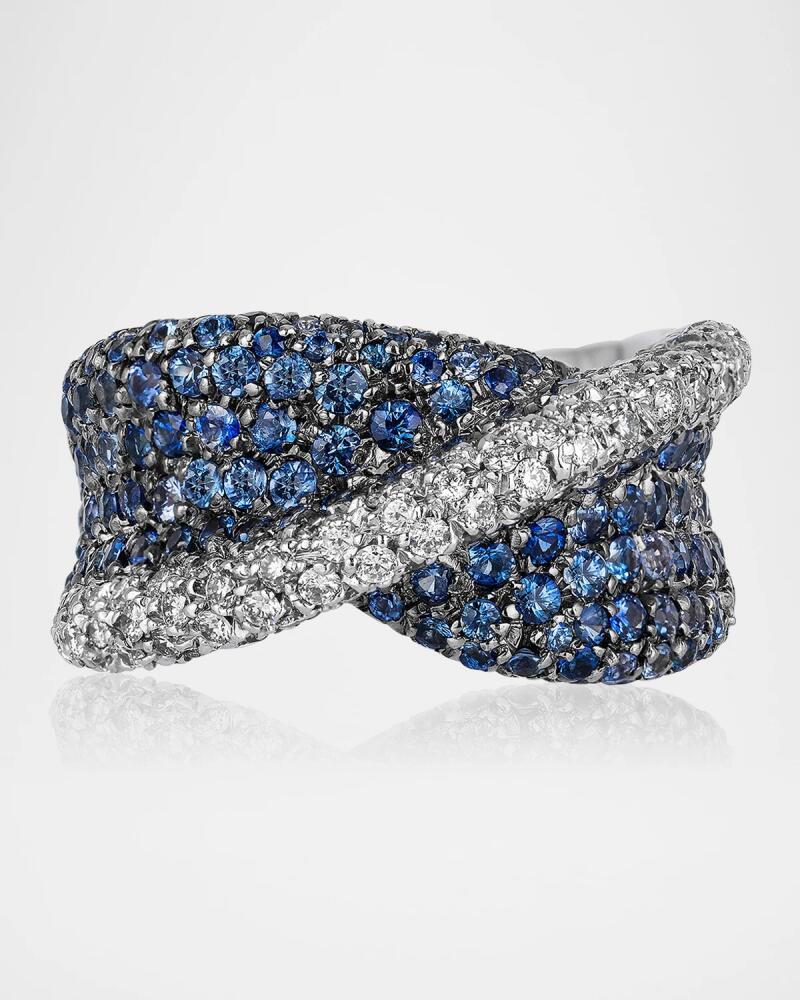 Andreoli 18K White Gold Sapphire and Diamond Statement Ring Cover