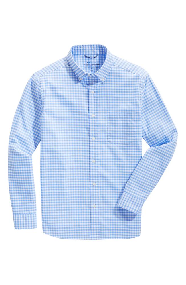 vineyard vines Classic Fit On-The-Go brrrº Gingham Button-Down Shirt in Newport Blue Cover