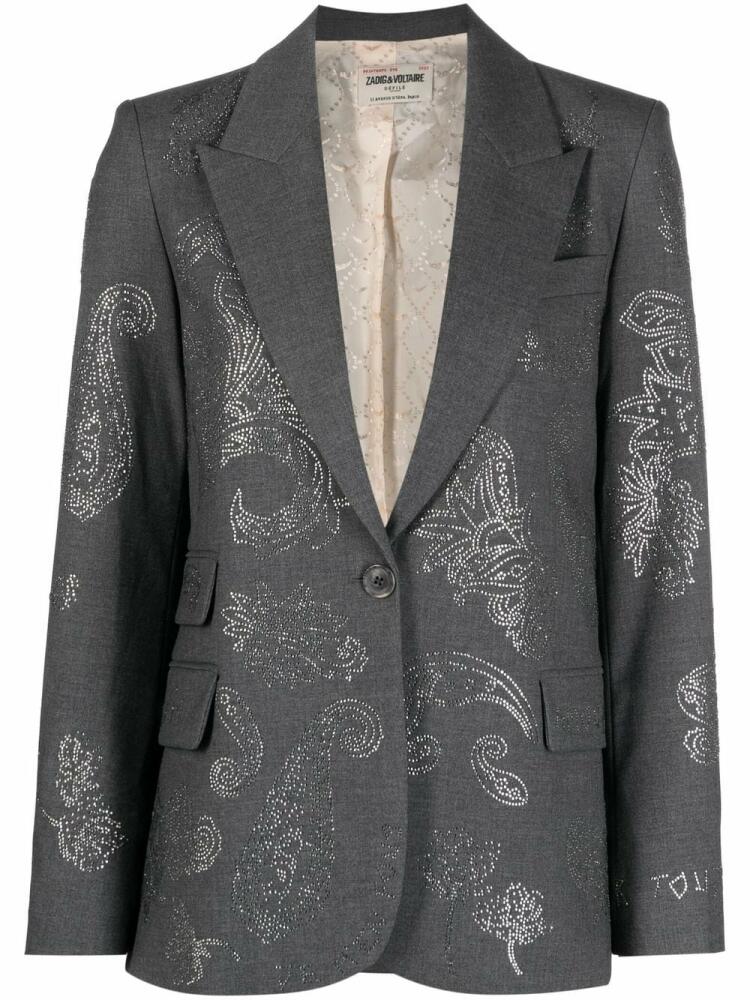 Zadig&Voltaire Venus paisley-embellished blazer - Grey Cover