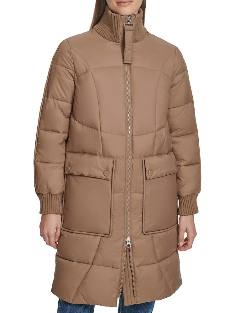 Andrew Marc Women's Pavia Quilted Faux Down Hooded Puffer Jacket - Mushroom Cover