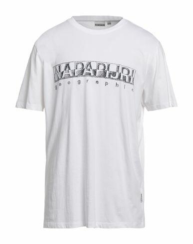 Napapijri Man T-shirt White Cotton, Elastane Cover