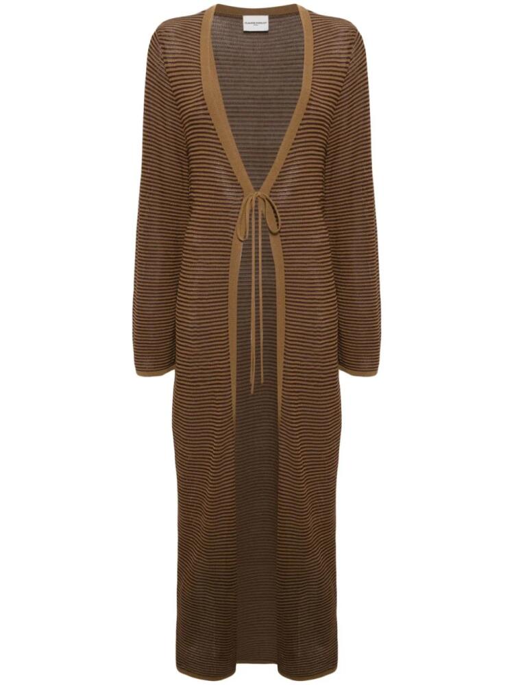 Claudie Pierlot striped ribbed maxi cardi-coat - Brown Cover