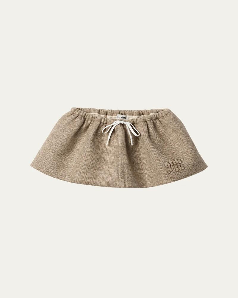 Miu Miu Drawstring Wool Micro Skirt Cover