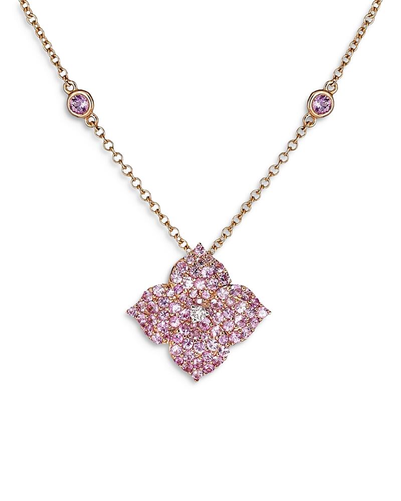 Piranesi 18K Rose Gold Fiore Pink Sapphire Small Flower Pendant Necklace, 16-18 Cover