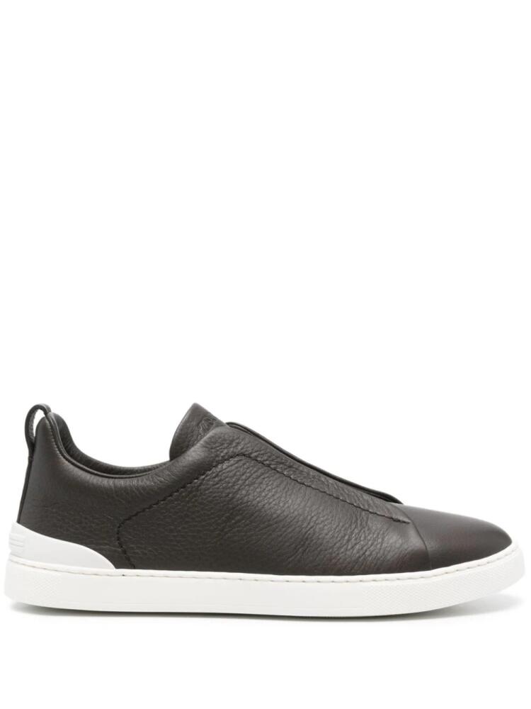 Zegna Triple Stitch™ leather sneakers - Brown Cover