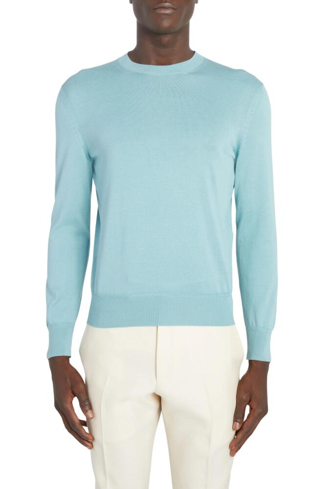 TOM FORD Sea Island Cotton Crewneck Sweater in Dusty Blue Cover