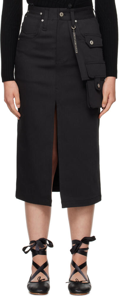 Feng Chen Wang Black Vented Midi Skirt Cover