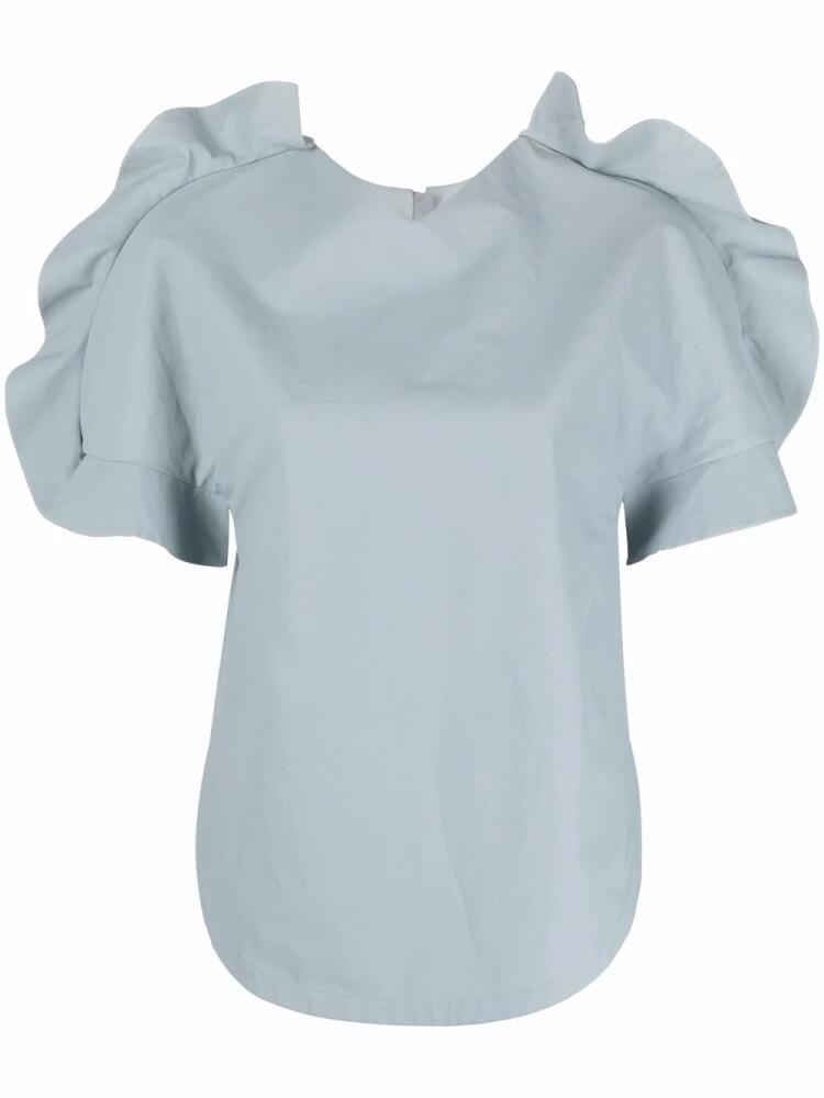 Jil Sander ruffle-trimmed short-sleeve T-shirt - Blue Cover