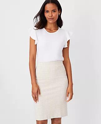 Ann Taylor Pima Cotton Flutter Sleeve Top Cover