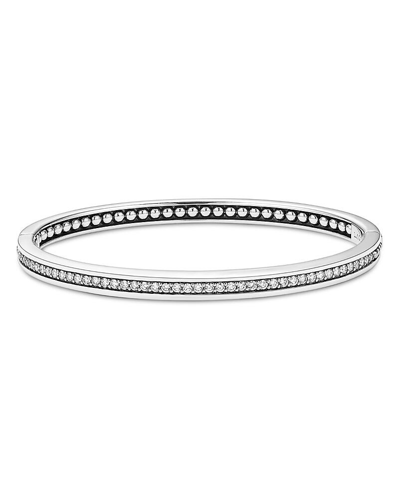 Lagos Sterling Silver Caviar Spark Diamond Bangle Bracelet Cover