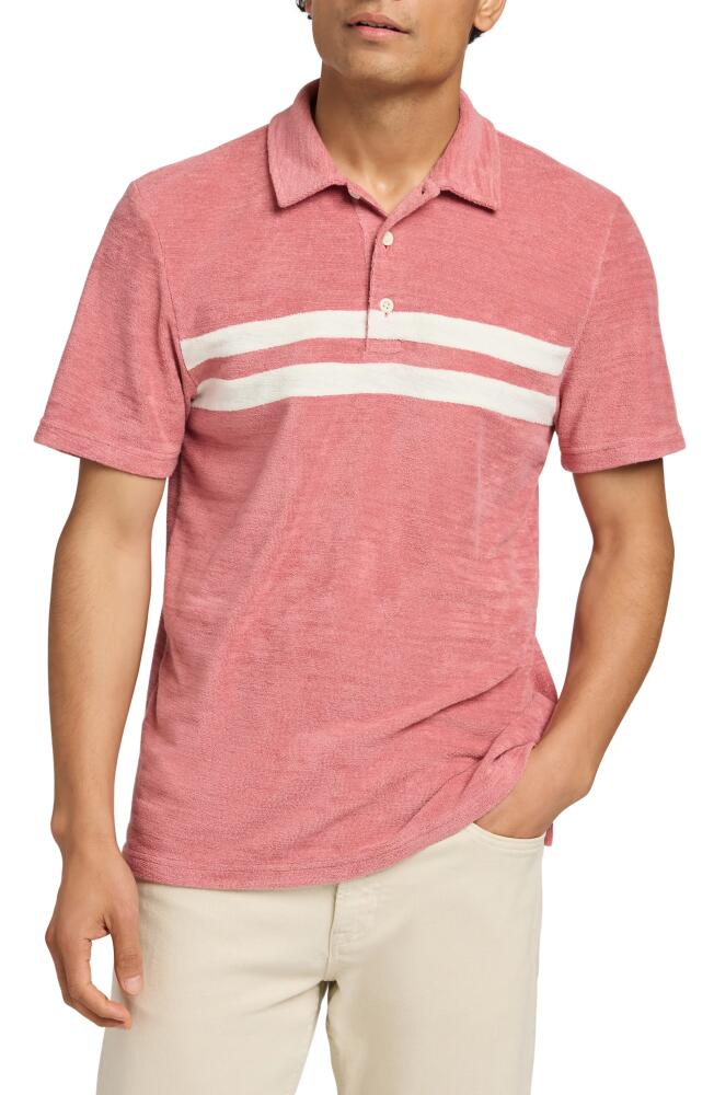 Faherty Cabana Surf Stripe Terry Cloth Polo in Faded Flag Cover