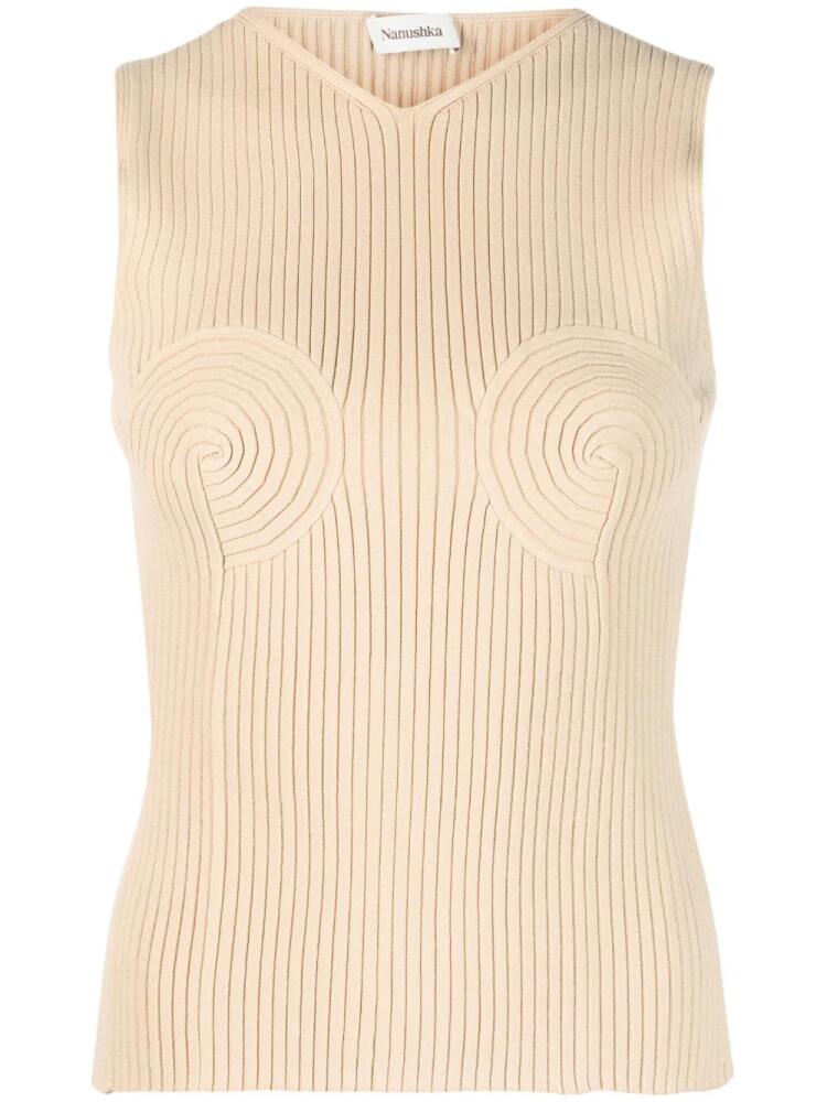 Nanushka shaped-bustier knitted top - Brown Cover