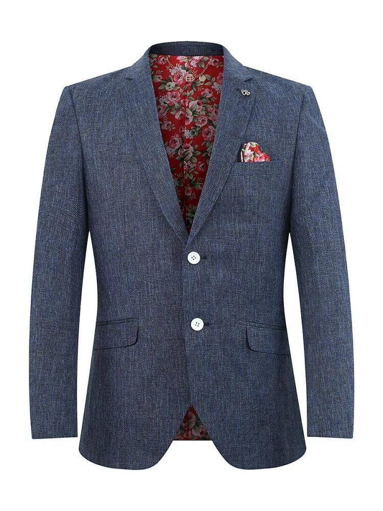 Elie Balleh Men's Slim Fit Crosshatch Sportcoat - Navy Cover