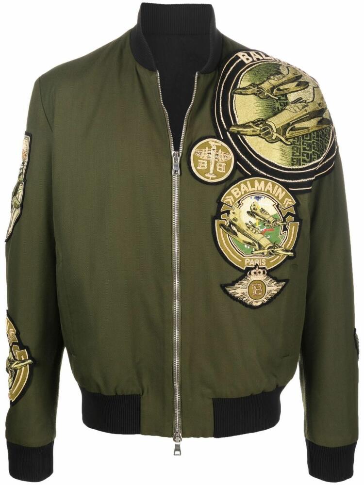 Balmain multi-badge pilot jacket - Green Cover