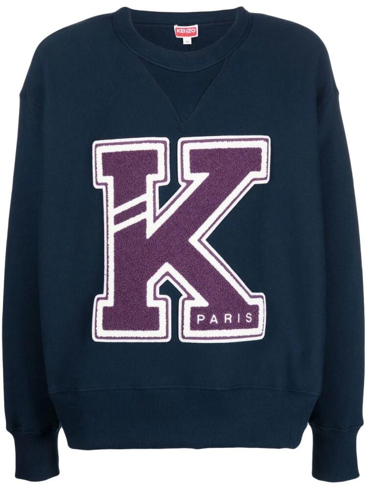 Kenzo logo-appliqué crew-neck sweatshirt - Blue Cover