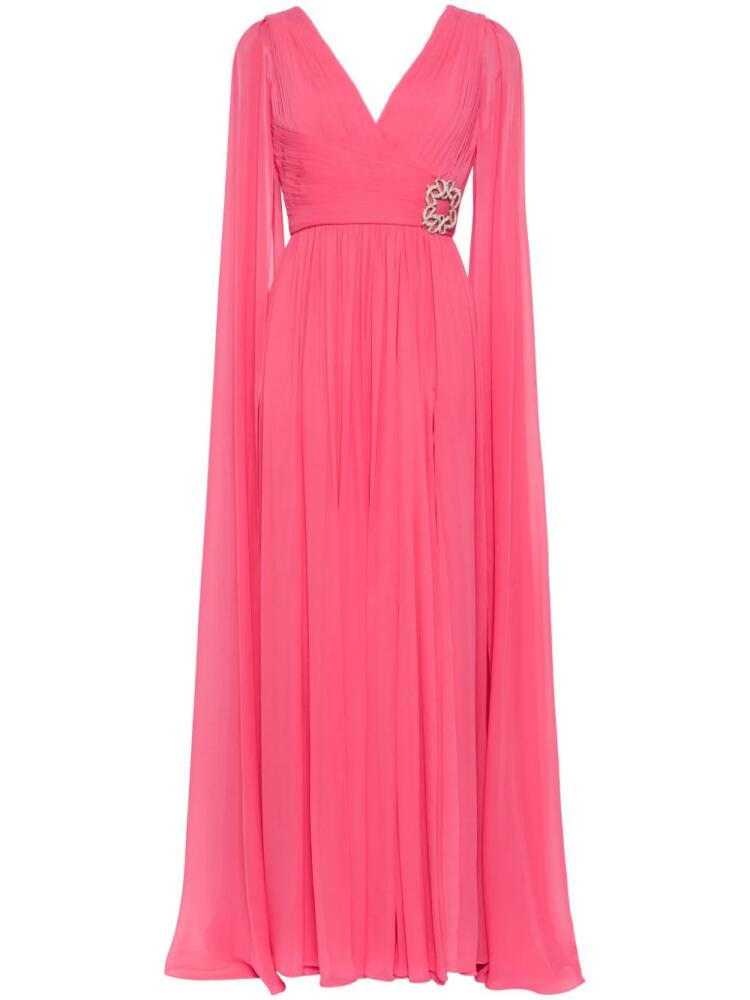 Elie Saab V-neck chiffon silk gown - Pink Cover