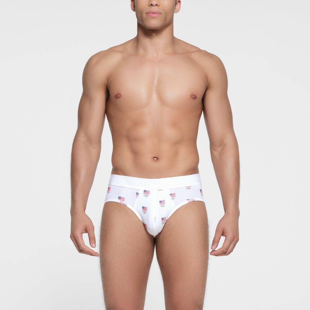 SKIMS Cotton Mens Olympic Brief | White | Medium | SKIMS For Team Usa Cover