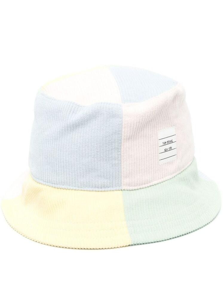 Thom Browne logo patch corduroy bucket hat - Pink Cover