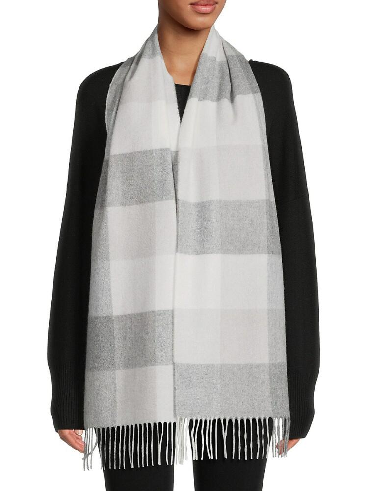 Saks Fifth Avenue Women's Plaid Cahsmere Scarf - Grey Cover