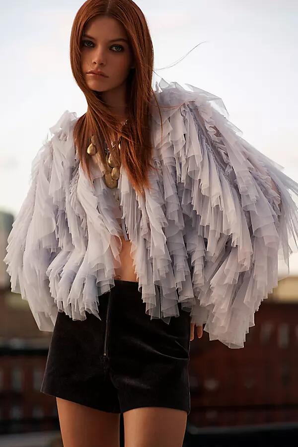 By Anthropologie Tulle Bomber Jacket Top Cover