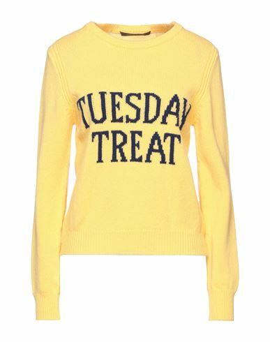 Alberta Ferretti Woman Sweater Yellow Virgin Wool, Cashmere Cover