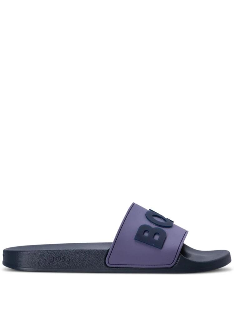 BOSS logo-embossed slides - Blue Cover