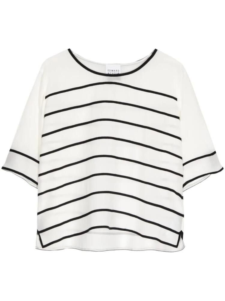 Edward Achour Paris striped silk T-shirt - White Cover