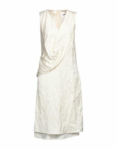 Jil Sander Woman Midi dress Ivory Viscose, Cotton, Metallic fiber, Elastane Cover