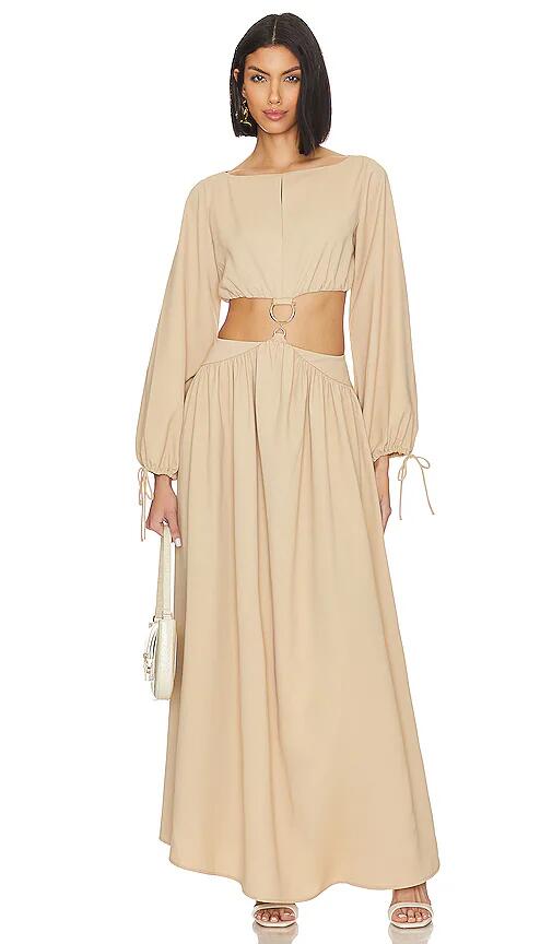 L'Academie Lalisa Maxi Dress in Taupe Cover