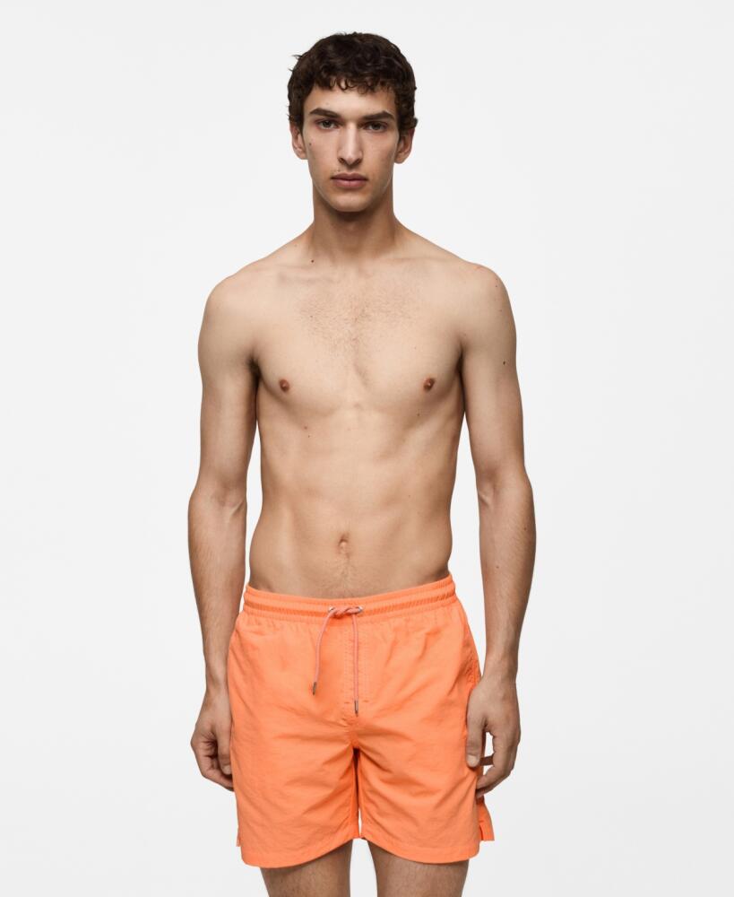 Mango Men's Plain Lace Swimsuit - Neon Orange Cover