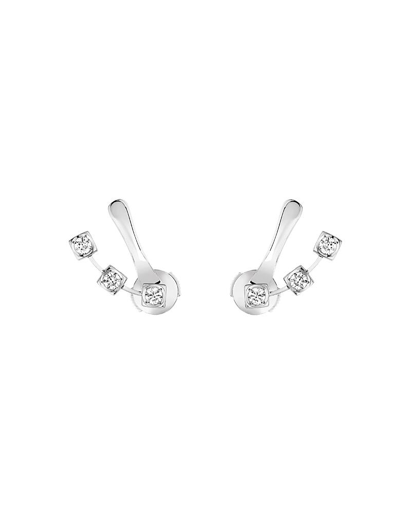 dinh van 18K White Gold Le Cube Diamant Diamond Stud Earrings Cover