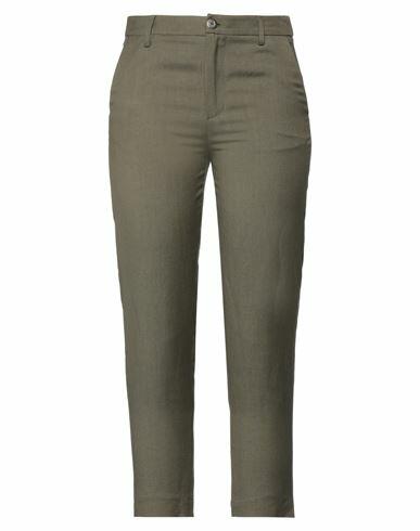 Virna Drò Woman Pants Military green Linen, Viscose Cover