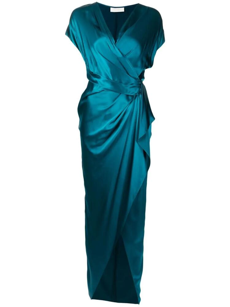 Michelle Mason wrap drape-detail gown - Green Cover