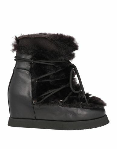 Equitare Woman Ankle boots Black Leather, Shearling Cover