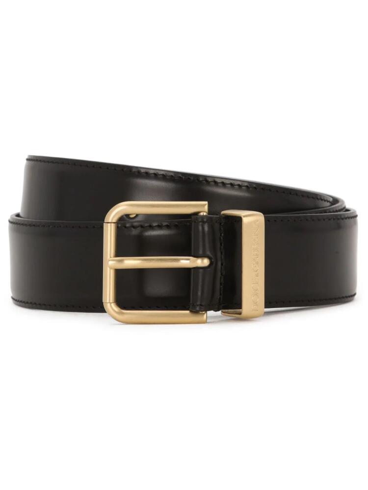 Dolce & Gabbana logo-engraved buckle leather belt - Black Cover