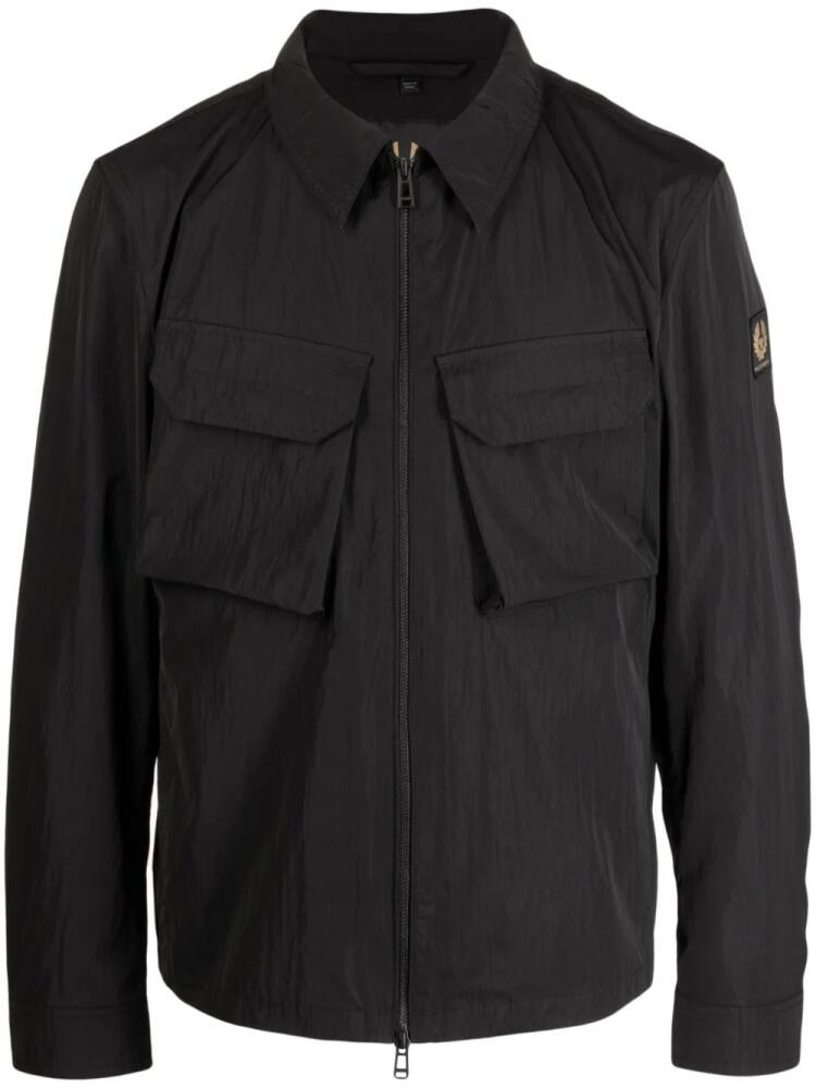 Belstaff logo-patch zip-up shirt jacket - Black Cover