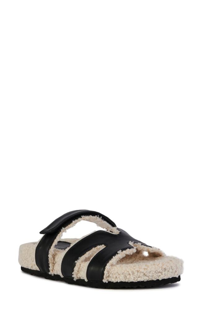 AZALEA WANG Dovey Faux Shearling Slide Sandal in Black Cover