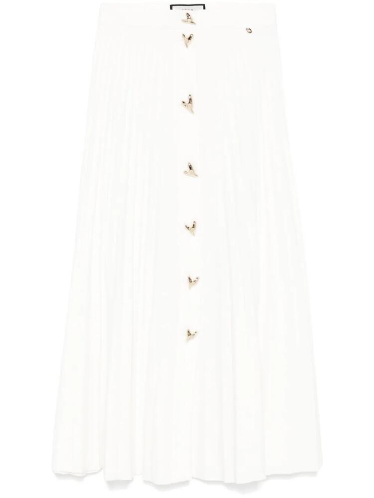 NISSA heart-button pleated midi skirt - White Cover