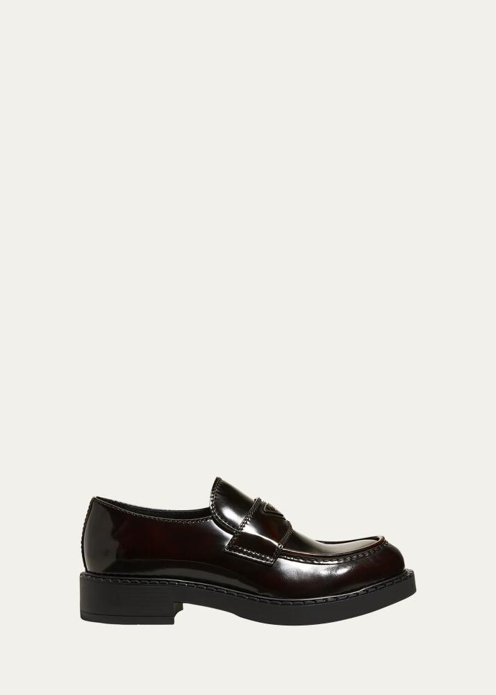 Prada Men's Triangle Logo Leather Loafers Cover