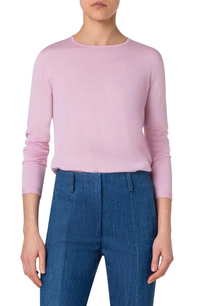 Akris Cashmere & Silk Crewneck Sweater in Lotus Cover