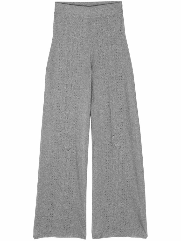 Marine Serre pointelle-knit lurex flared trousers - Silver Cover