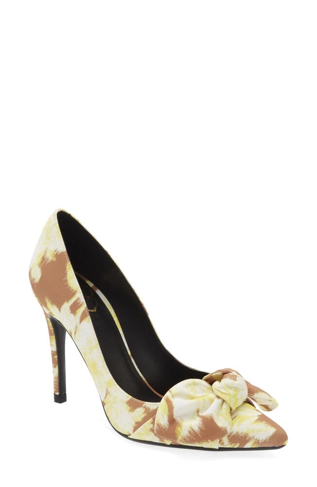 Ted Baker London Ryana Tapestry Pointed Toe Bow Pump in Camel Cover